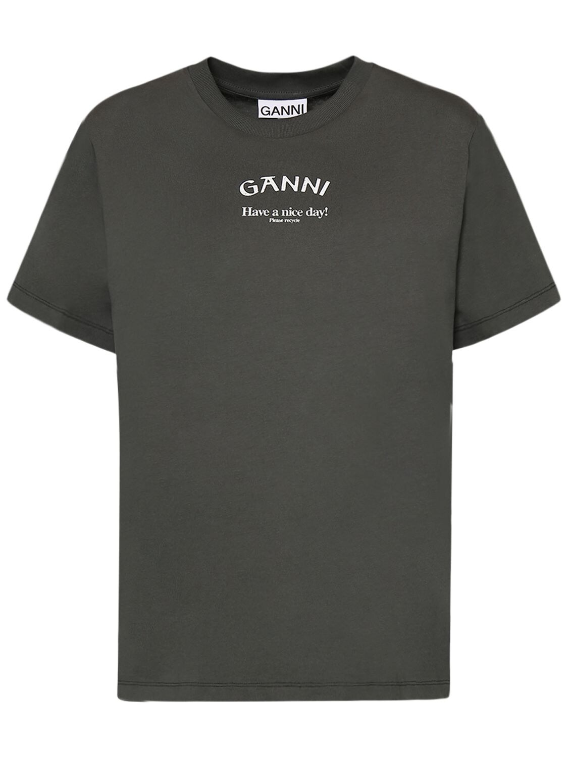 Bedrucktes T-shirt Aus Jersey Mit Logo - GANNI - Modalova