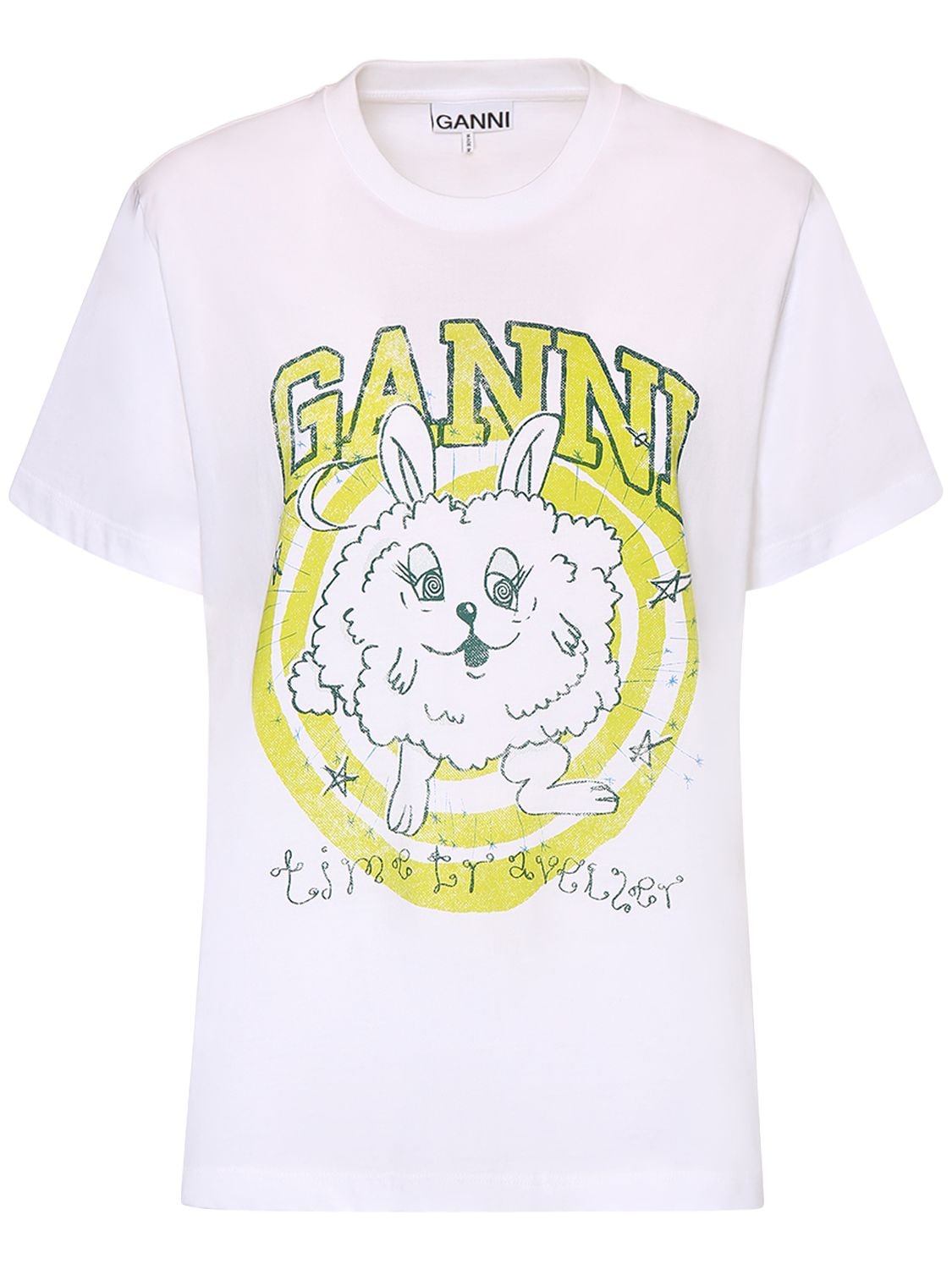 T-shirt Relaxed Fit Bunny In Jersey Con Stampa - GANNI - Modalova