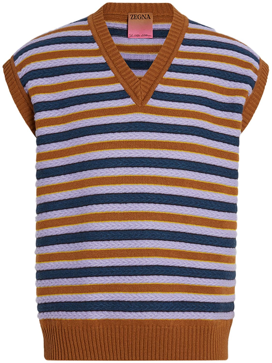 Striped Cashmere & Wool V Neck Vest - ZEGNA X THE ELDER STATESMAN - Modalova