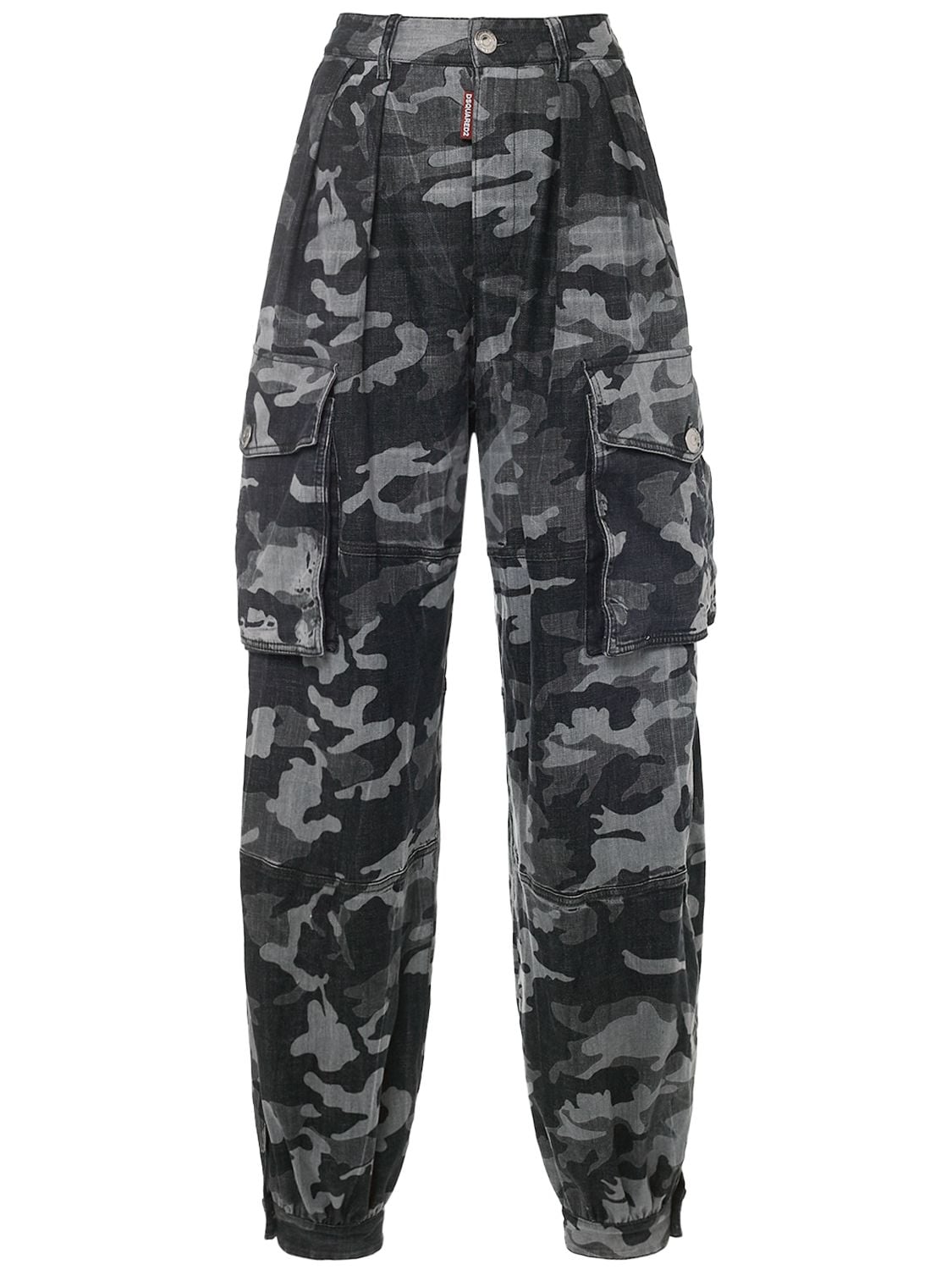 Camouflage Printed Wide Leg Cargo Pants - DSQUARED2 - Modalova