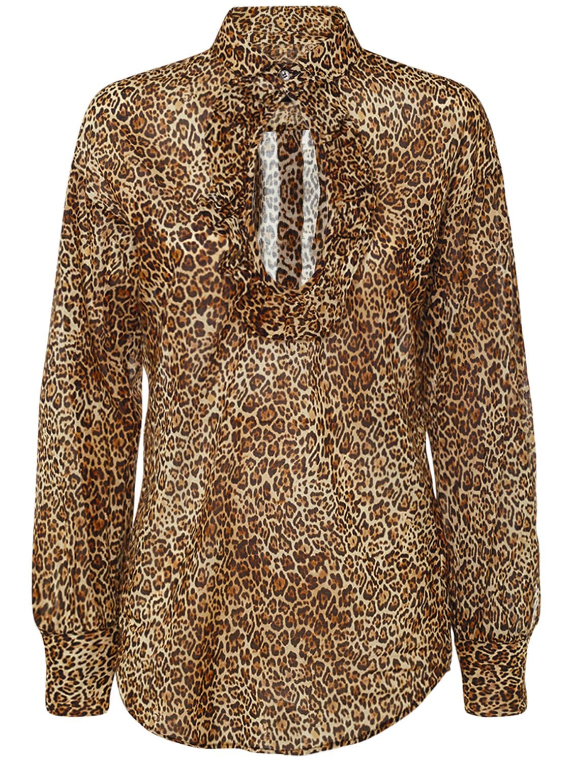 Camicia In Voile Di Cotone Leopard - DSQUARED2 - Modalova