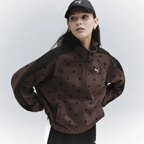 T7 Polka Dots Oversized Track Jacket Women in Brown () | Size Large - PUMA - Modalova
