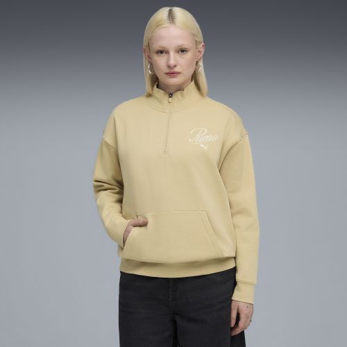 Sudadera holgada Essentials Script de cuello alto con cremallera para mujer, Ropa, Negro, XXS - PUMA - Modalova