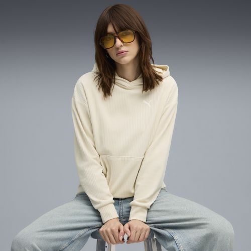 Sudadera con canalé de terciopelo y capucha Essentials Elevated Comfort para mujer, Ropa, Blanco, S - PUMA - Modalova