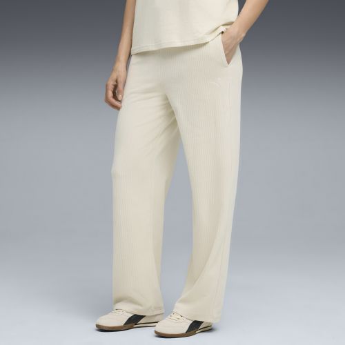 Pantalones con pernera recta y canalé de terciopelo Essentials Elevated para mujer, Ropa, Blanco, S - PUMA - Modalova