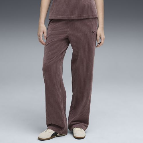 Pantalones con pernera recta y canalé de terciopelo Essentials Elevated para mujer, Ropa, Morado, S - PUMA - Modalova