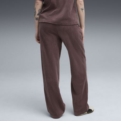 Pantalones con pernera recta y canalé de terciopelo Essentials Elevated para mujer, Ropa, Morado, S - PUMA - Modalova