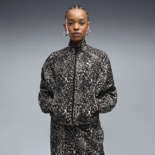 Sport Relaxed Animal Printed Full-Zip Jacket Women in Beige | Size Large - PUMA - Modalova