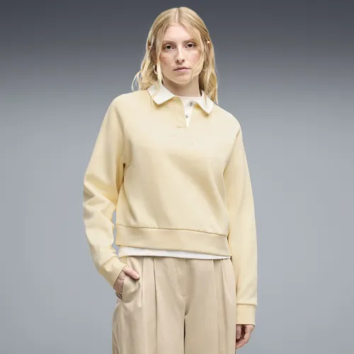 Class Relaxed Long Sleeve Fleece Polo Women in Yellow | Size Large - PUMA - Modalova