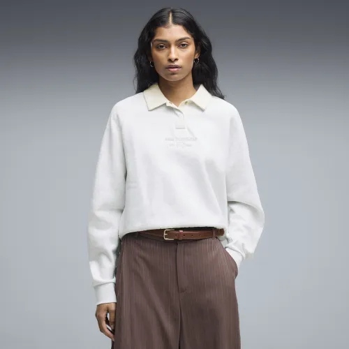 Class Relaxed Long Sleeve Fleece Polo Women in White | Size Large - PUMA - Modalova