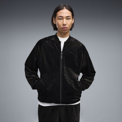 Chaqueta de chándal aterciopelada Essentials Elevated de corte holgado para hombre, Ropa, Negro, S - PUMA - Modalova