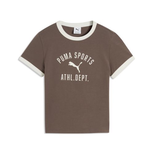T-shirt Varsity da donna, Abbigliamento, Marrone, XXS - PUMA - Modalova