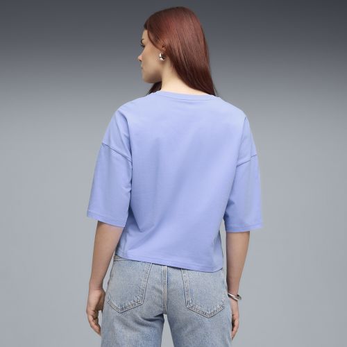 Camiseta crop extragrande WARDROBE ESS para mujer, Ropa, Morado, XS - PUMA - Modalova