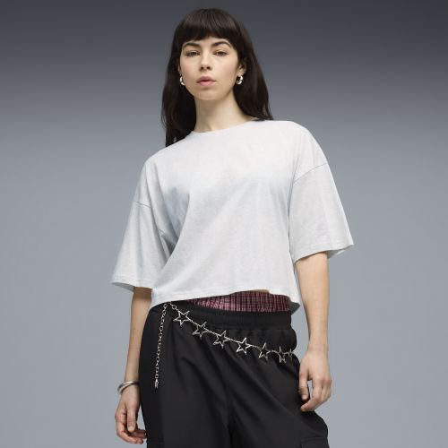Camiseta crop extragrande WARDROBE ESS para mujer, Ropa, Blanco, XS - PUMA - Modalova