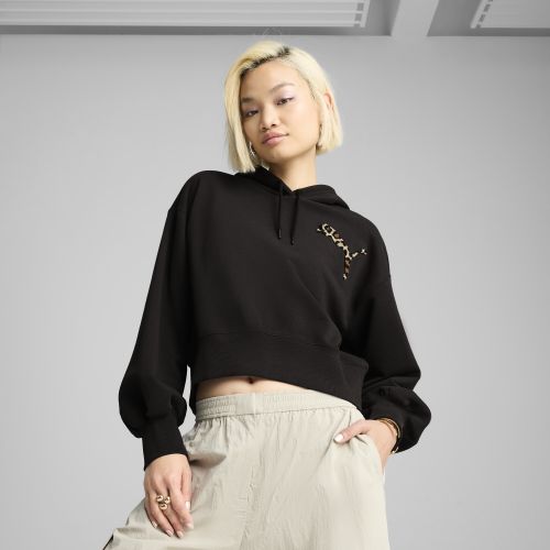 Sudadera crop con capucha holgada LEO LUXE para mujer, Ropa, Negro, L - PUMA - Modalova