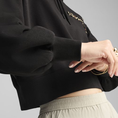 Sudadera crop con capucha holgada LEO LUXE para mujer, Ropa, Negro, L - PUMA - Modalova