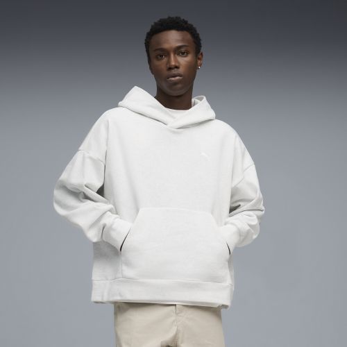 Wardrobe Essentials Boxy Fleece Hoodie Men in White () | Size Large - PUMA - Modalova