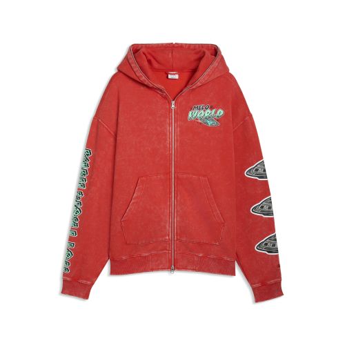 Felpa con cappuccio e zip Melo World da uomo, Accessori, Rosso, XS - PUMA - Modalova
