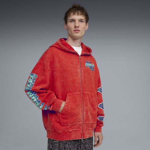 Felpa con cappuccio e zip Melo World da uomo, Accessori, Rosso, XS - PUMA - Modalova