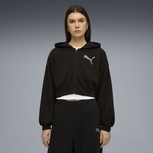 Sudadera con capucha y cremallera Essentials Graphics Bedazzled para mujer, Ropa, Negro, XS - PUMA - Modalova