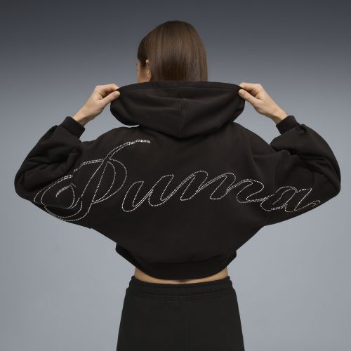 Sudadera con capucha y cremallera Essentials Graphics Bedazzled para mujer, Ropa, Negro, XS - PUMA - Modalova