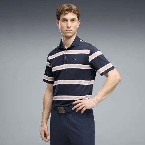 X ARNOLD PALMER Pique Stripe Golf Polo Men in Blue (/) | Size Medium - PUMA - Modalova