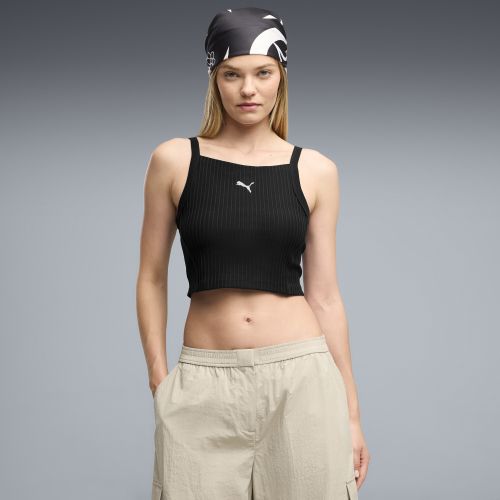 Essentials Ribbed Tight Crop Top Women in | Size Large - PUMA - Modalova