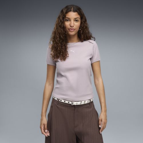 Essentials Ribbed Slim T-Shirt Women in Pink | Size Large - PUMA - Modalova