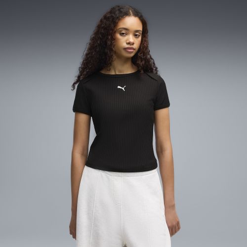 T-shirt aderente a coste Essentials da donna, Abbigliamento, Nero, XS - PUMA - Modalova