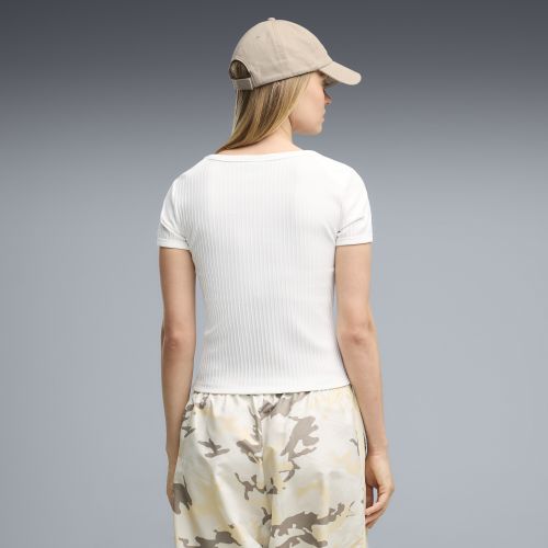 Camiseta de canalé Essentials de corte semiajustado para mujer, Ropa, Blanco, S - PUMA - Modalova