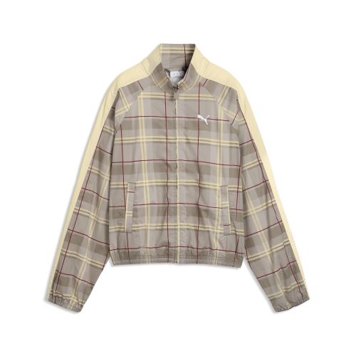 T7 Relaxed Tartan Jacket Women in Beige | Size Small - PUMA - Modalova