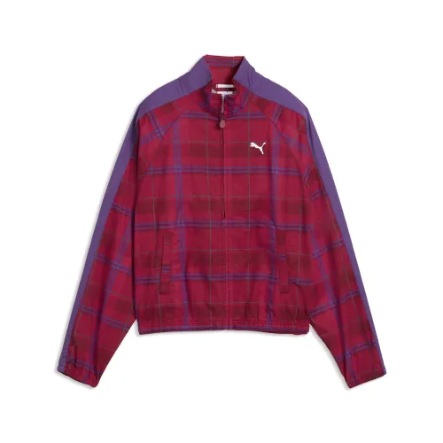 T7 Relaxed Tartan Jacket Women in Red | Size Medium - PUMA - Modalova