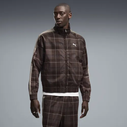 T7 Relaxed Tartan Track Jacket Men in Brown () | Size Large - PUMA - Modalova