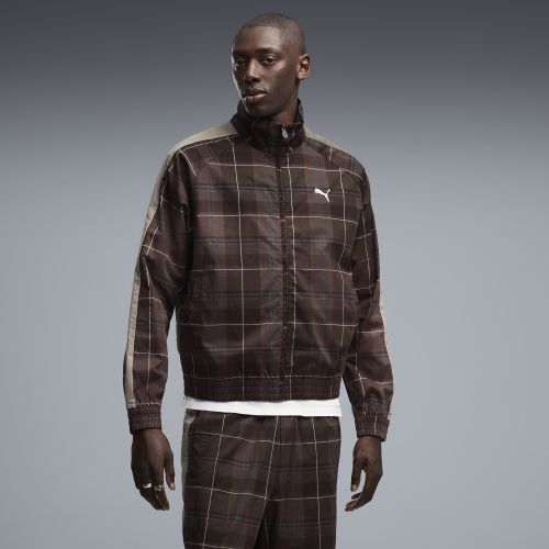 T7 Relaxed Tartan Track Jacket Men in Brown | Size Medium - PUMA - Modalova