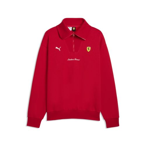 Scuderia Ferrari Little Shield Half-Zip Fleece Crew Sweatshirt Men in Red | Size Medium - PUMA - Modalova