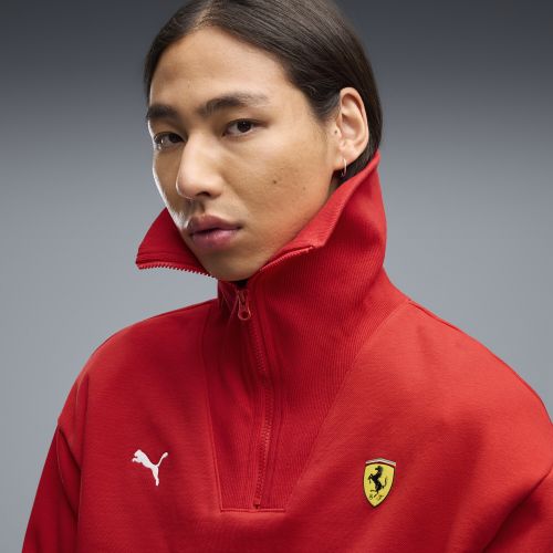 Scuderia Ferrari Little Shield Half-Zip Fleece Crew Sweatshirt Men in Red | Size Medium - PUMA - Modalova