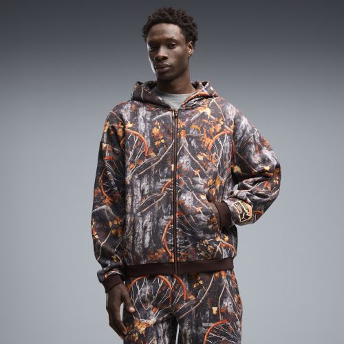 Felpa da basket da uomo con cappuccio, taglio ampio, stampa Dylan Wildcat e zip integrale, Accessori, Marrone, XS - PUMA - Modalova