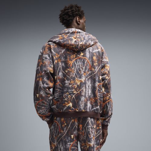 Felpa da basket da uomo con cappuccio, taglio ampio, stampa Dylan Wildcat e zip integrale, Accessori, Marrone, XS - PUMA - Modalova