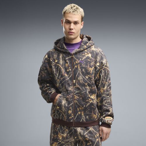 Dylan Wildcat Printed Relaxed Full-Zip Basketball Hoodie Men in Beige | Size Large - PUMA - Modalova