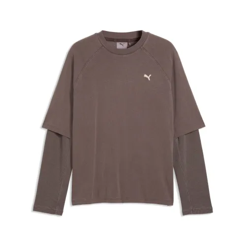 Select Essentials Double Layer T-Shirt Men in Brown () | Size Large - PUMA - Modalova
