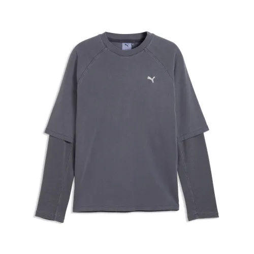 Select Essentials Double Layer T-Shirt Men in Gray () | Size Medium - PUMA - Modalova