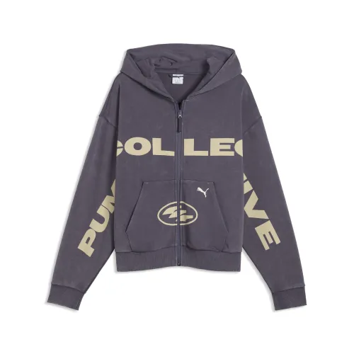 Full-Zip Graphic Hoodie Unisex in Gray | Size Medium - PUMA - Modalova