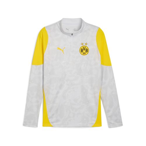 Top da training con zip corta Borussia Dortmund da uomo, Accessori, Grigio, S - PUMA - Modalova