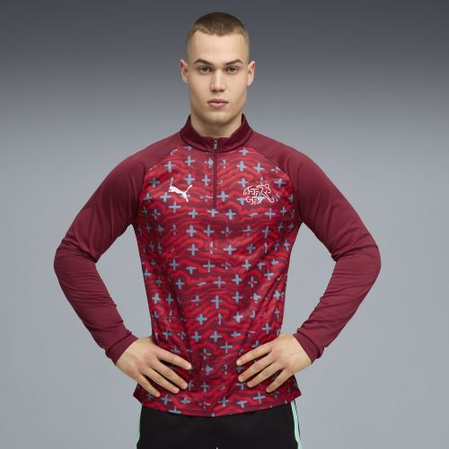 Maglia da riscaldamento con zip Svizzera da uomo, Accessori, Rosso, S - PUMA - Modalova