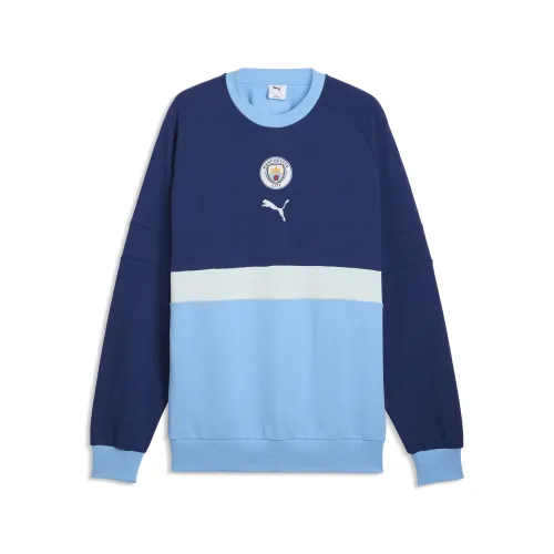 Manchester City ftblCulture Relaxed Crew Sweatshirt Men in Blue | Size Medium - PUMA - Modalova
