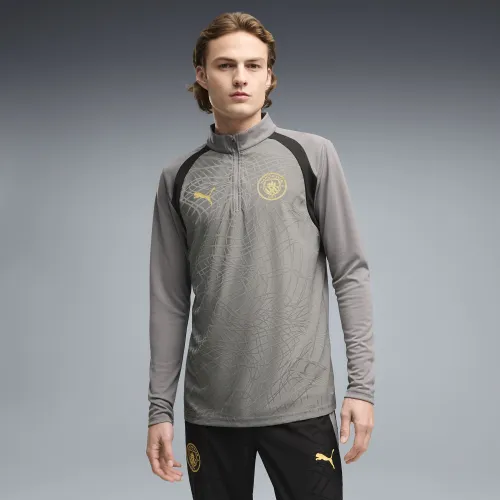 Manchester City Quarter-Zip Slim Training Top Men in Gray (/) | Size Large - PUMA - Modalova