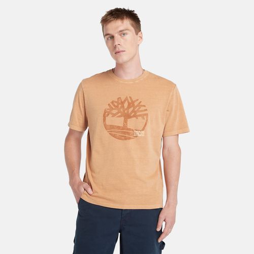 T-shirt Tinta In Capo Con Logo Grafico Da Uomo In Scuro - Timberland - Modalova