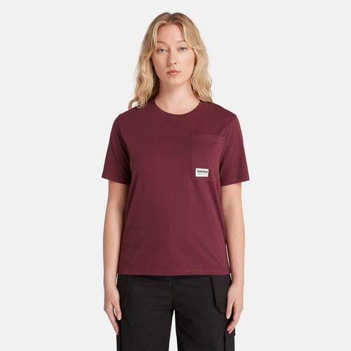 T-shirt Mit Abgeschrägter Tasche Für Damen In Burgunderrot Burgunderrot, Größe M - Timberland - Modalova