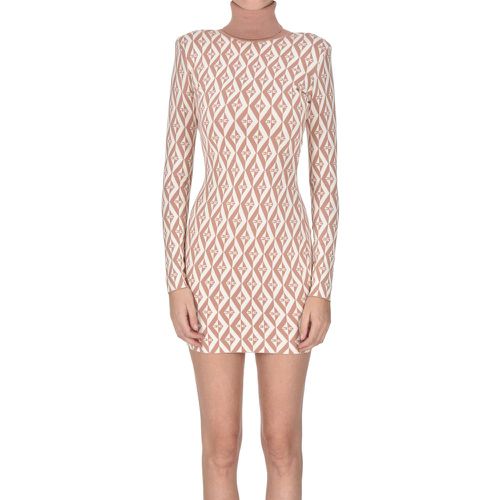 Abito in maglia jacquard stampa logo - Elisabetta Franchi - Modalova