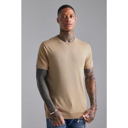 Camiseta Básica De Punto, Beige - boohoo - Modalova